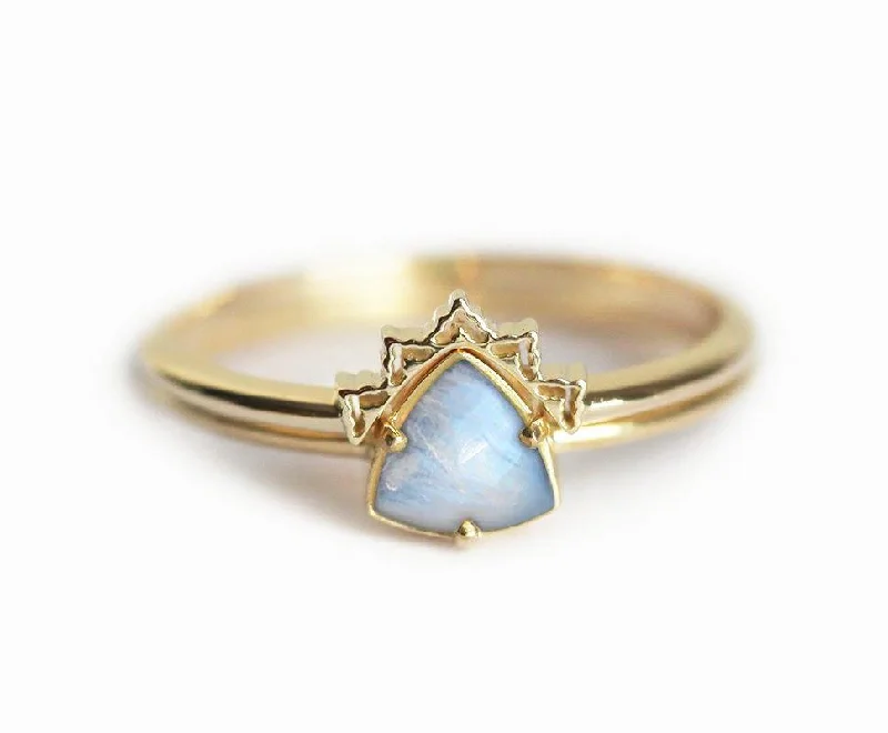 Moonstone Wedding Ring Set, Moonstone Engagement Ring