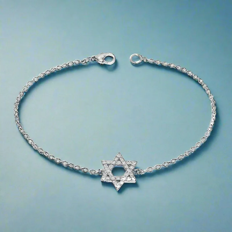 Delicate CZ-Encrusted Mini Star of David Bracelet for Women