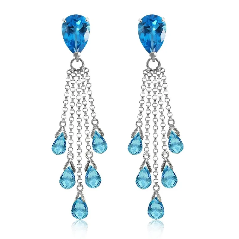 15.5 Carat 14K Solid White Gold The Chosen Path Blue Topaz Earrings