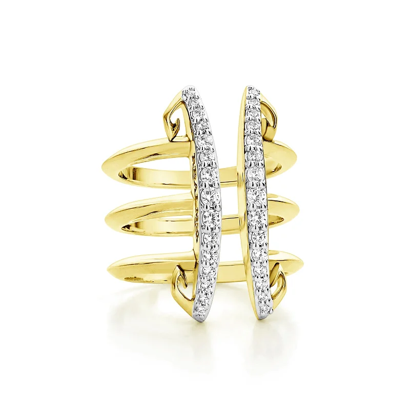 Corset Pavé Ring - 18K Gold Vermeil + CZ Blanc