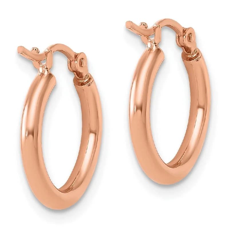 Diamond2Deal 10K Rose Gold Polished Hinged Hoop Earrings (L-14mm, W-13mm)