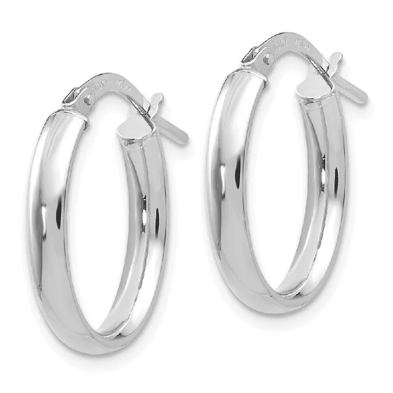 Diamond2Deal 10K White Gold Polished White Gold Hoop Earrings (L-17mm, W-19mm)